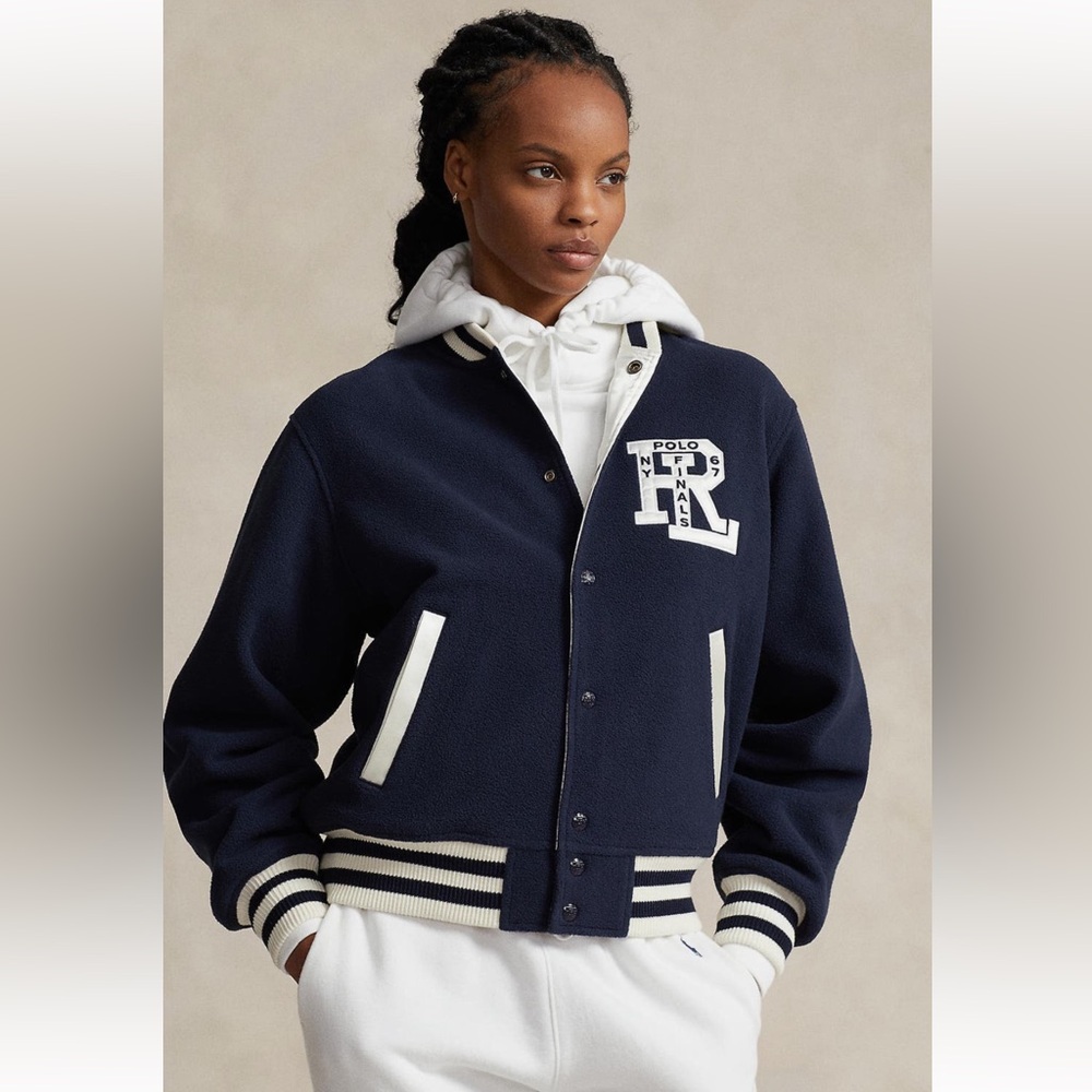 Ralph Lauren polar fleece reversible Varsity bomber Jacket - Picture 1 of 16